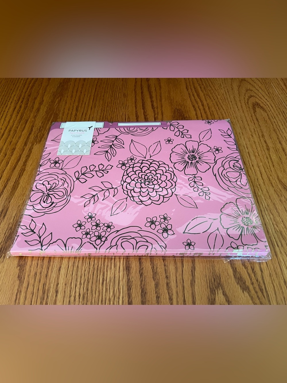 Papyrus 9 Pink Lettersize Gold Floral File Folders